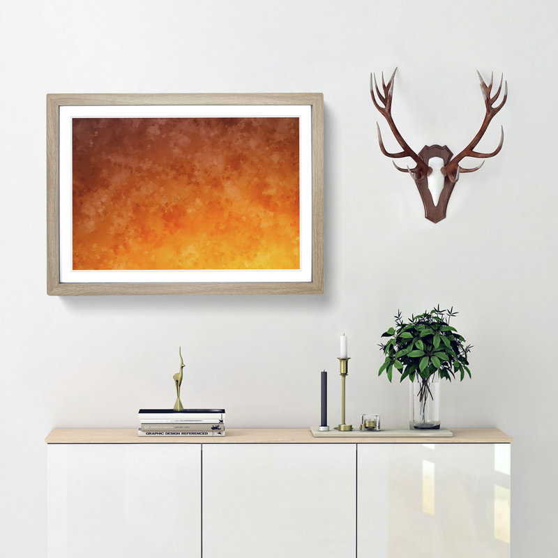 Birds in Flight During an Orange Sunrise - Picture Frame Painting Print, 24cm H x 33cm W x 2cm D, Oak Framed