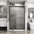 Shower Enclosure 48"X72" - Double Sliding Door, Tempered Glass, Matte Black Frame, Stainless Steel Instruments 48" W X 72" H, Clear Black, Threads