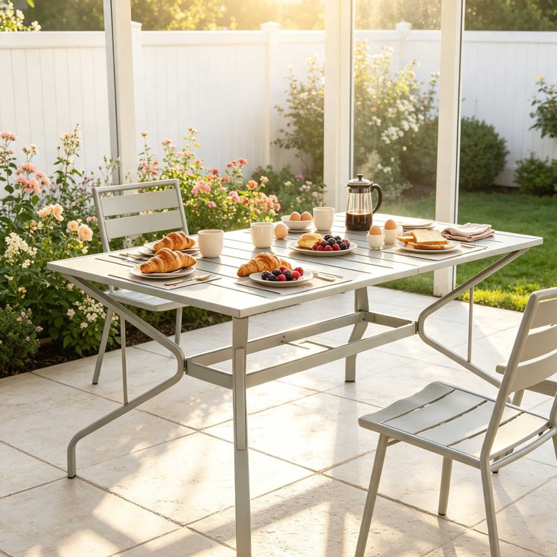 Metal Outdoor Dining Table , 150cm W 90cm D