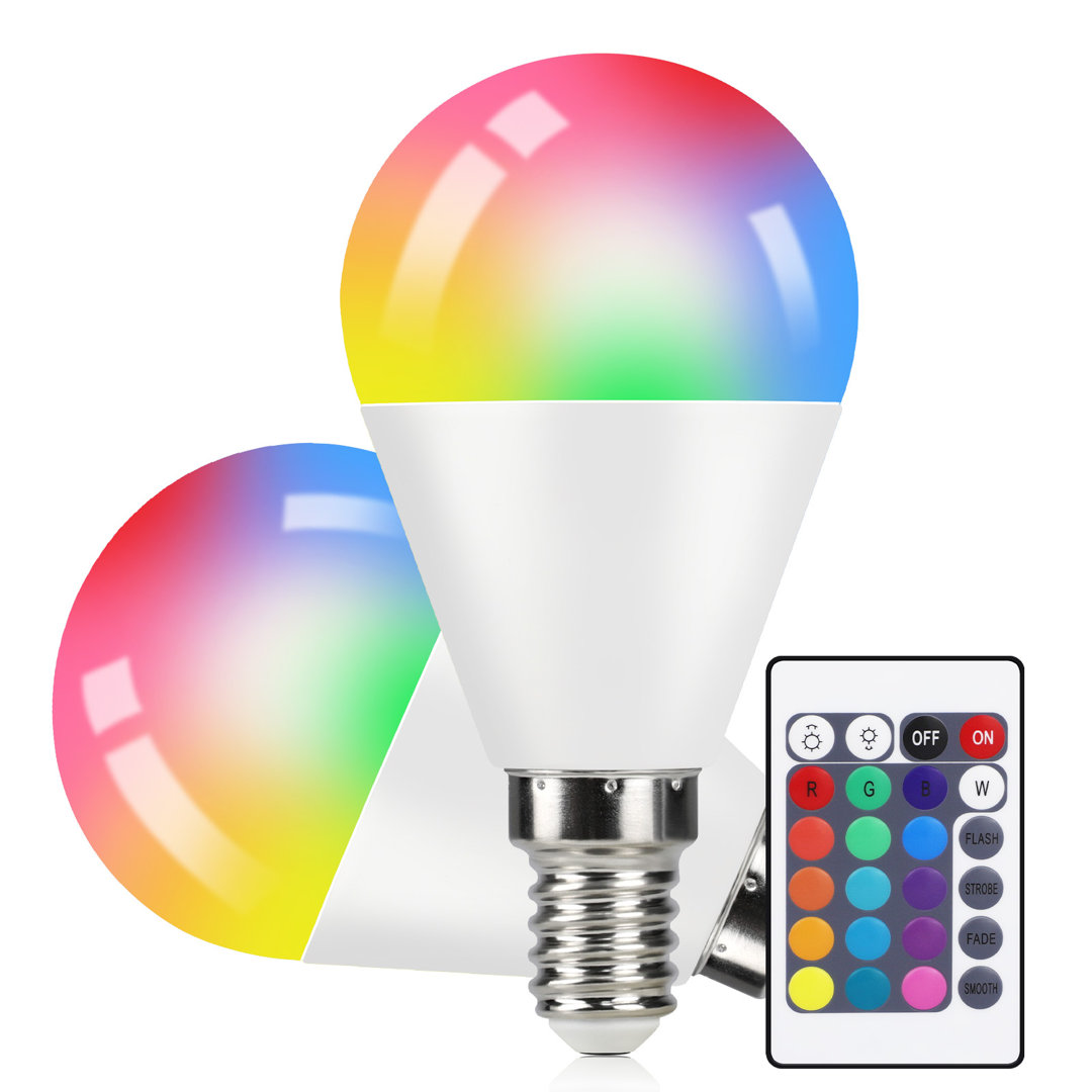 4W E14 LED Leuchtmittel 3000K Warmweiß Rund RGB Farbwechsel 16 Colours 4 Dynamic Modes