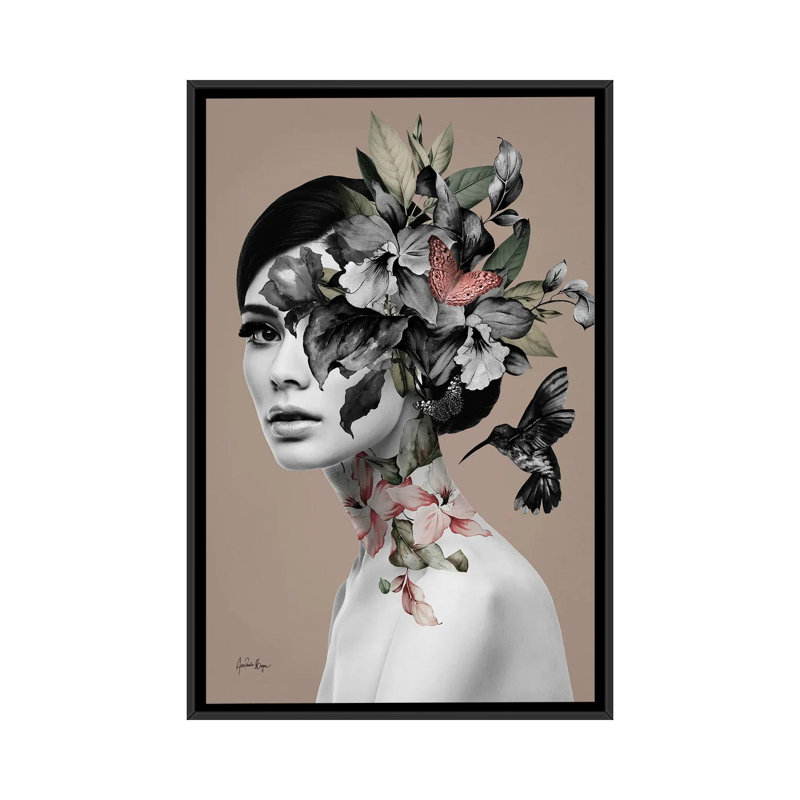 Pétala - reproduction d'art murale - toile encadrée, H 26 po x l 18 po, Impression encadrée sans passe-partout, Noir