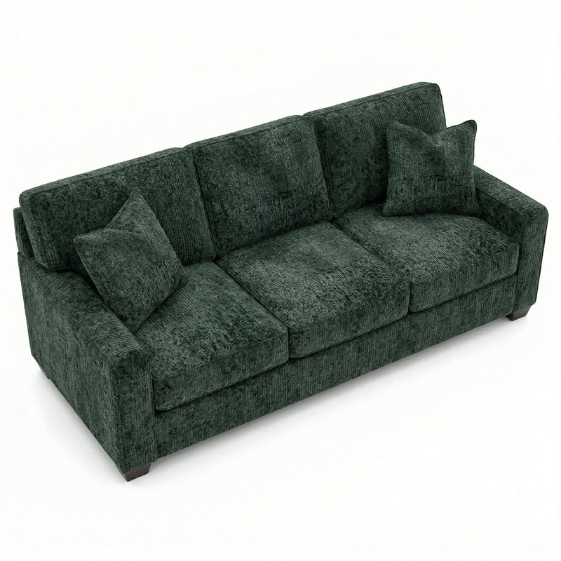 Canapé à 2 accoudoirs Clifford - fabriqué aux États-Unis, livraison en 5 jours, options de tissus sur mesure, canapé en gros à 2 accoudoirs classique - velours gris anthracite antique - vert sauge