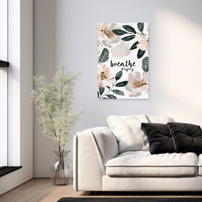 Calm Floral Essence Abstract Delicate Modern Flower Nature Wall Art Print 1 Piece Wrapped Canvas Wall Art