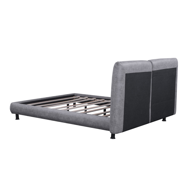 Dark Gray Tufted Upholstered Queen Bed Frame