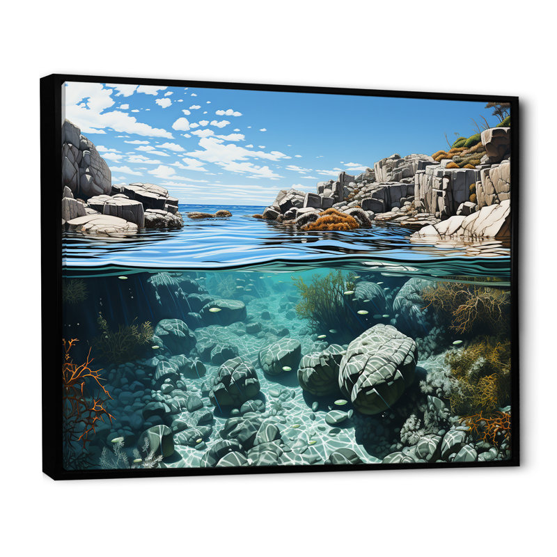 «Wild Beachscape Landscape II», reproduction sur toile, Cadre flottant noir, H 24 po x l 32 po x P 1 po