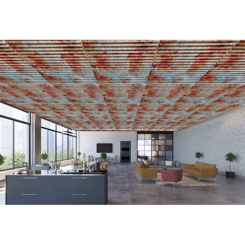 Falkirk Perth 24'' L x 24'' W High Gloss PVC Drop-In Ceiling Tile In Brown/Grey