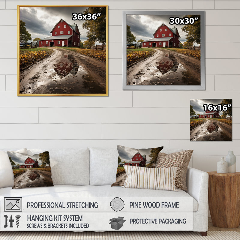 Farm Farmstead Delight Muted II - Countryside Canvas Print, H 36 po x l 36 po x P 1,5 po, Cadre simple noir
