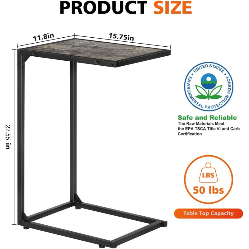 Lindisfame Solid Wood Top End Table, Gray