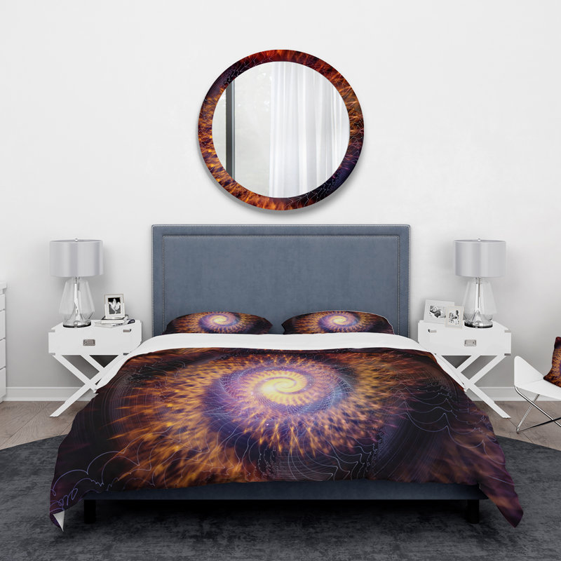 Ensemble de housse de couette moderne Spiral, Housse de couette simple + 1 taie décorative stan