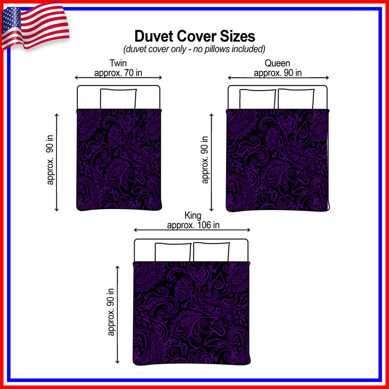 Housses de couette à motif cachemire violet, Queen