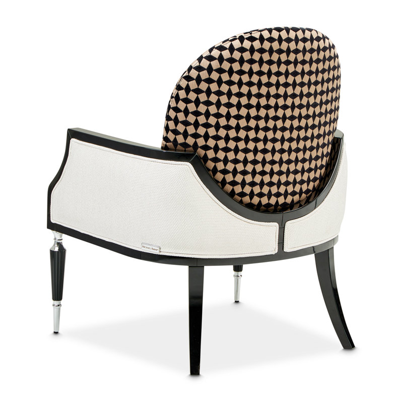 La Francaise 29'' Wide Armchair, Cream/Ivory/Black Polyester Blend