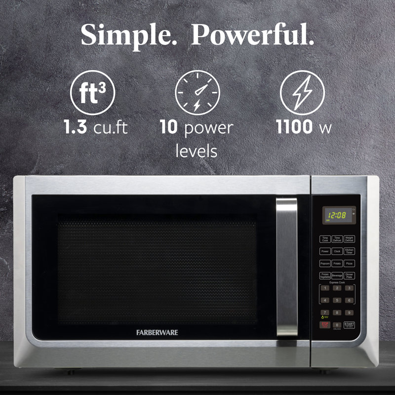 Farberware 1100 Watts 1.3 cu. ft. Microwave Oven, Stainless Steel