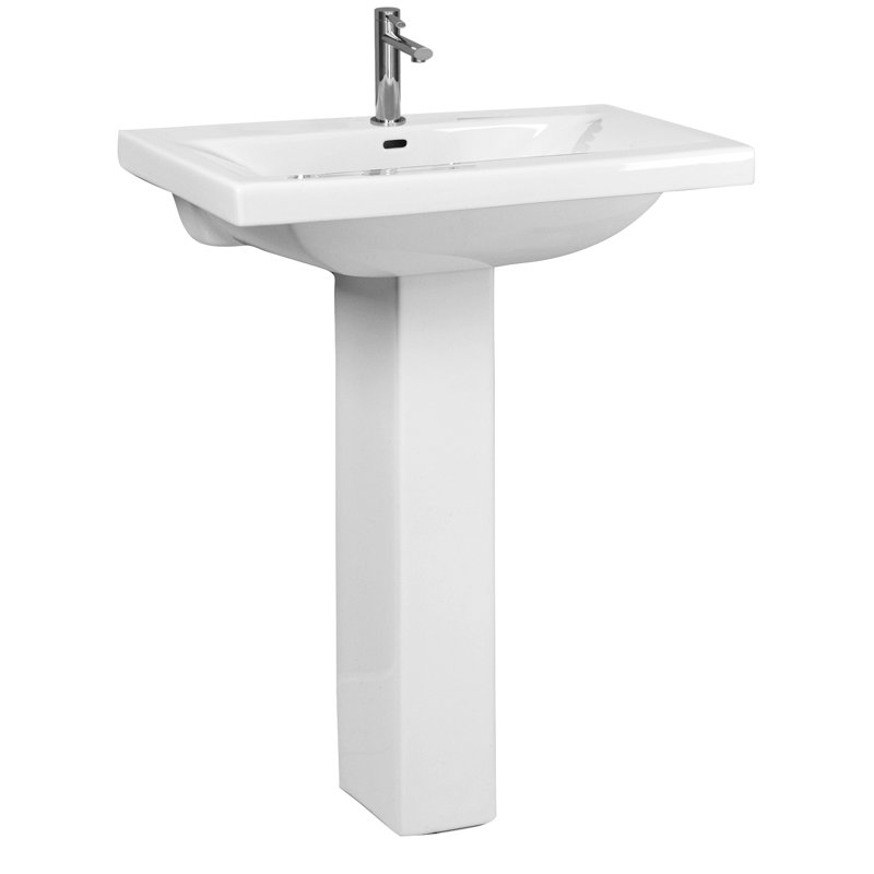 Barclay Mistral White Vitreous China Rectangular Bathroom Sink with Overflow, 32.5" H x 15.12" W x 20" L, Single