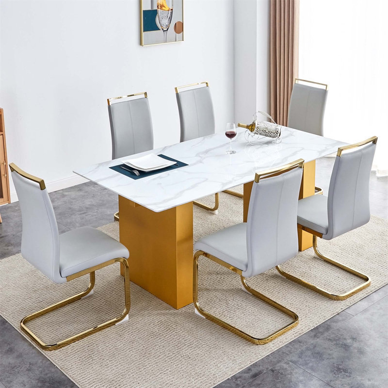 Ensembles de tables de salle à manger, Gris clair, 7