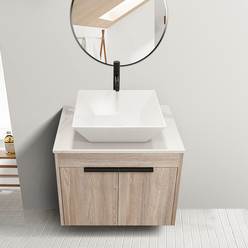 Ensemble de meuble-lavabo simple de 24 po Ã  fixation murale avec lavabo en cÃ©ramique