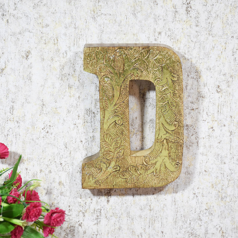 Haddam Text & Numbers Letter Block, Gold, D