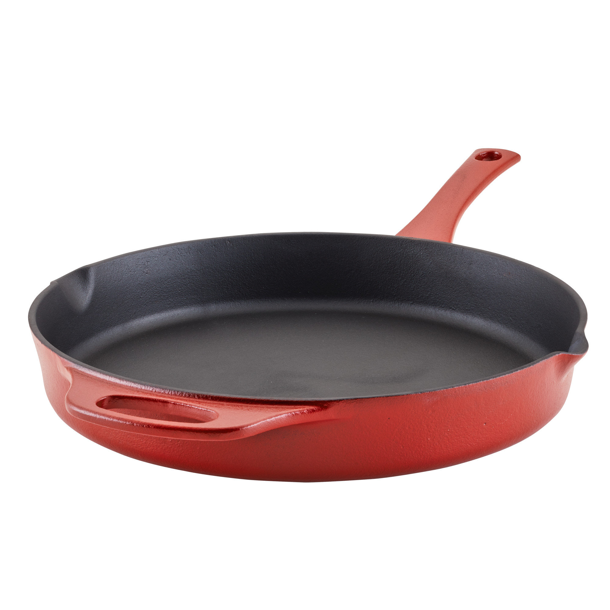 Hamilton Beach 10 Inch Enameled Coated Solid Cast Iron Frying Pan Skillet,  Red 