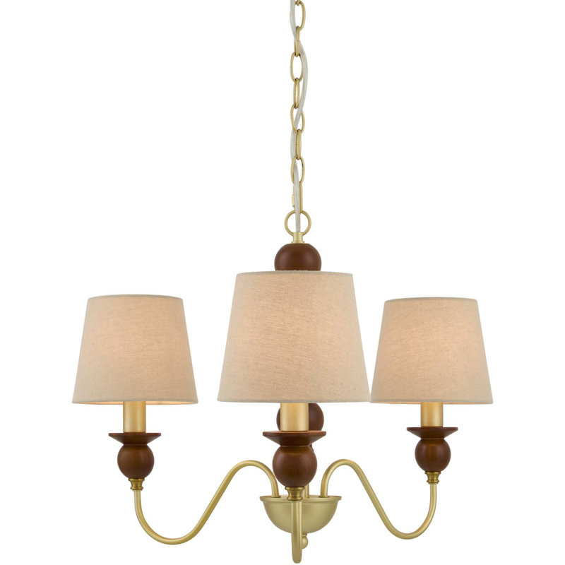 Myoshia Classic / Traditional Chandelier, Beige, 3 Lights, 47" H x 25" W x 25" D