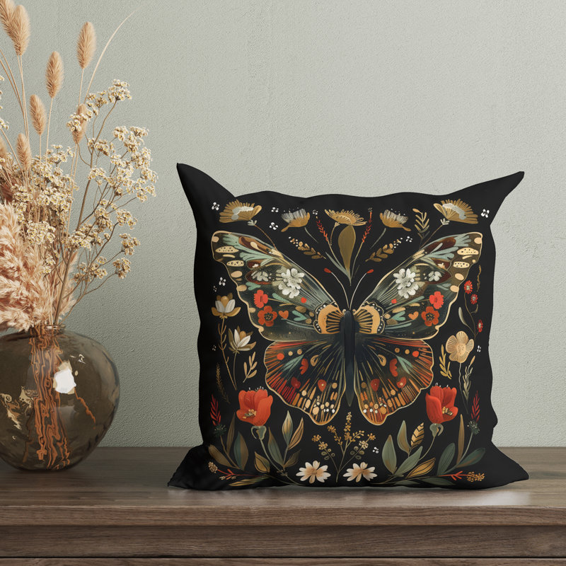 Housse de coussin réversible à motif floral Folk Maximalist, H 18 po x l 18 po