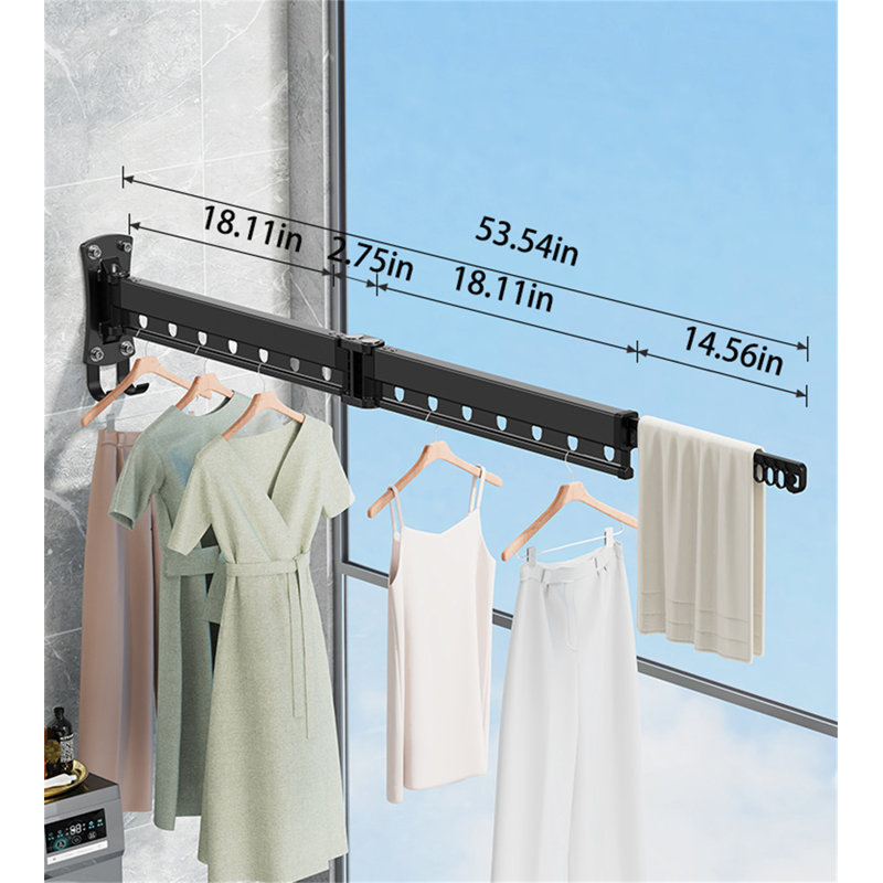 Portant rétractable en aluminium Ultraspace, H 7,08 po x l 53,54 po x P 3,22 po