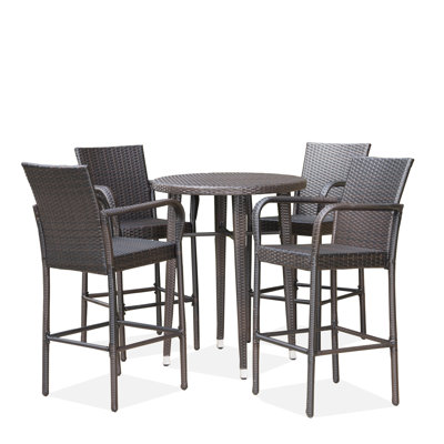 Gowins Outdoor Wicker 5 Piece Pub Table Set by Brayden Studio