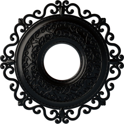 Endurathane Orrington Ceiling Medallion, 22"OD x 6 1/4"ID x 1 3/4"P (Fits Canopies up to 6 1/4"), Hand-Painted Jet Black Finish