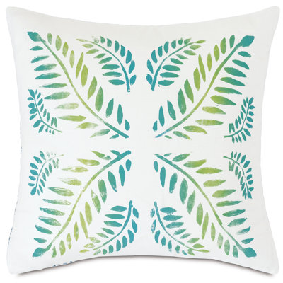 Clementine Floral and Block Print Cotton Reversible Throw Pillow
