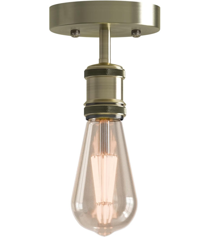 Semi Flush Mount, Green Brass