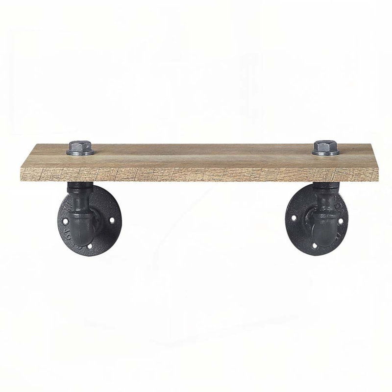 Oak and Sandy Black Rectangle Wall Shelf