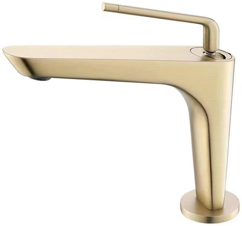 Robinet pour salle de bain à poignée simple Aqua Saggio By Kubebath - Noir, Or brossé