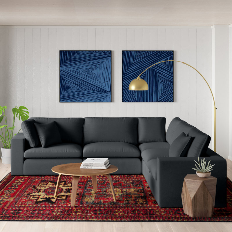 Ensemble de canapé modulaire 5 pièces Commix, Mélange de polyester gris