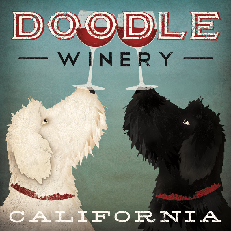 «Doodle Wine», reproduction encadrée, Non, Toile encadrée noire, H 12 po x l 12 po x P 1,25 po