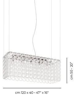Giogali 10 - Light Pendant, 99" H x 47" W x 16" D, Glossy Chrome, White