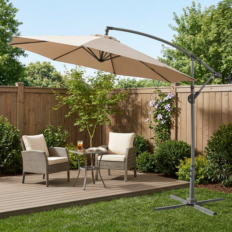 Parasol en porte-à-faux pour patio 10 pi x 10 pi Dore, Beige
