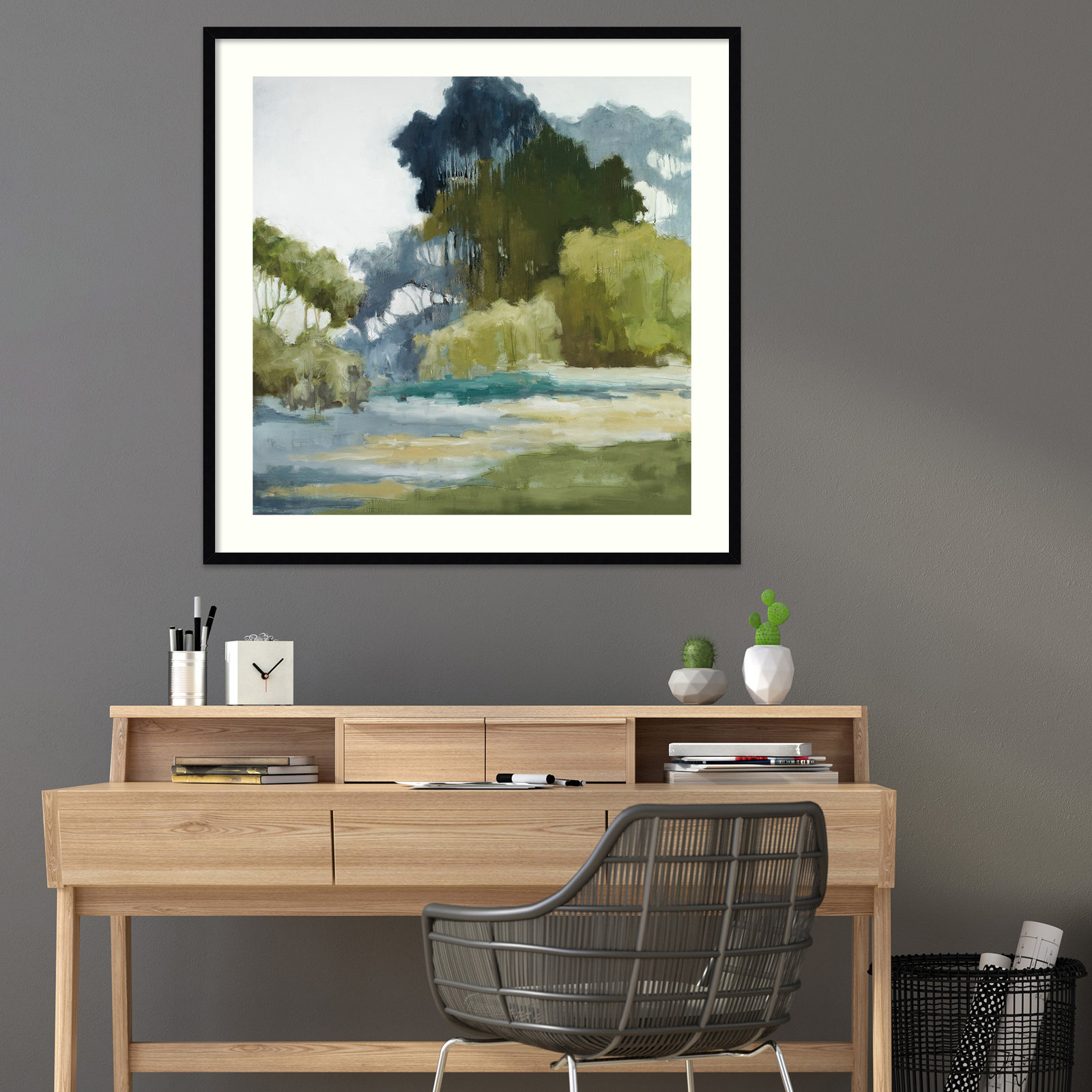 Bean Fileds Tall Trees by Jacqueline Ellens, Black Framed Paper, 25" H x 25" W