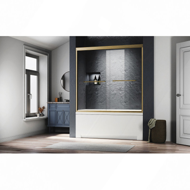 Glass Bathtub Shower Door 56-60 In. W X 62 In. H, Semi Frameless Double Bathtub Door,Certified SGCC ANSI Clear Tempered Glass,Stainless Steel Handles