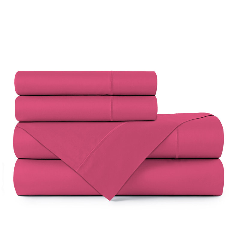 Ensemble de draps 100% flanelle de coton Queribus, Simple, Hot Pink, Geometric