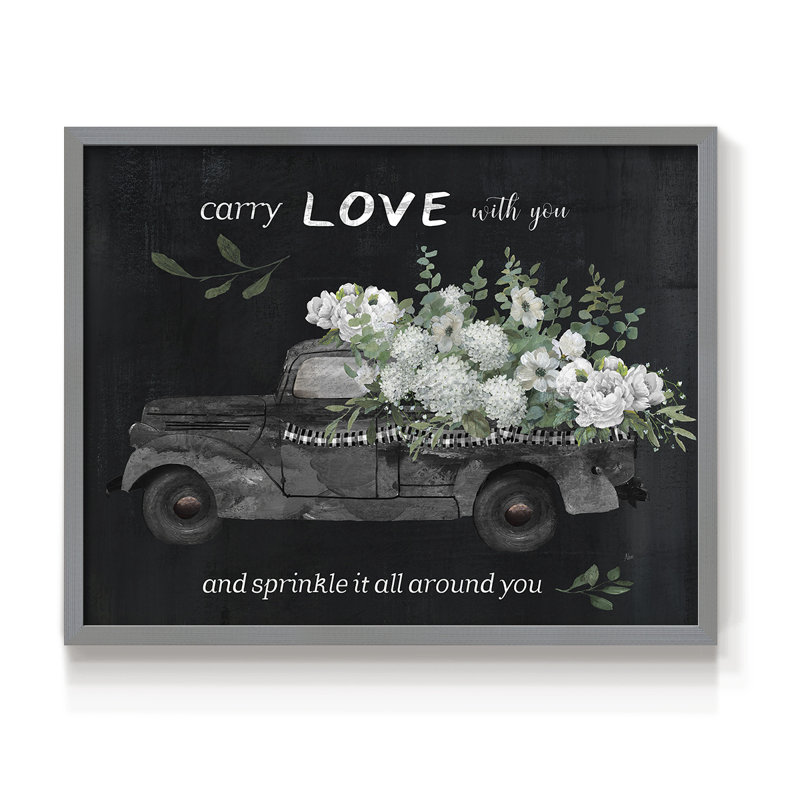 Carry Love - Reproduction encadrée - Restickable, Gris, H 22 po x l 28 po