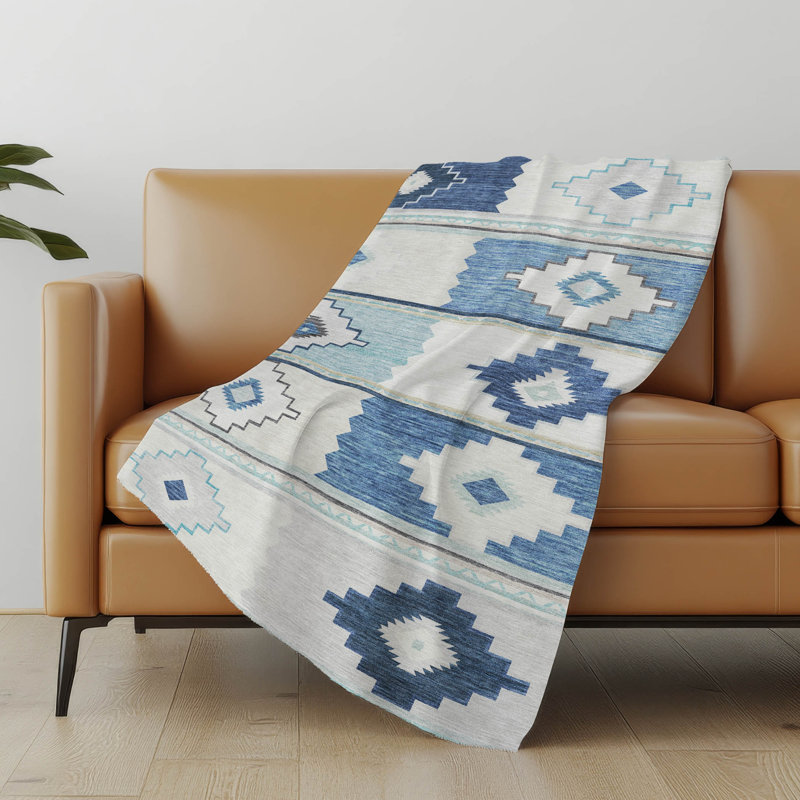 Jeté Sherpa Aztec Addison, Bleu