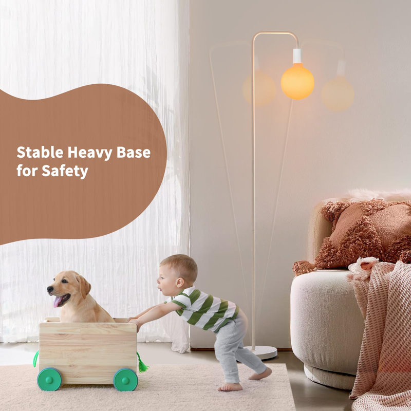 Floor Lamp Minimalist with Modern LED Bulb, White