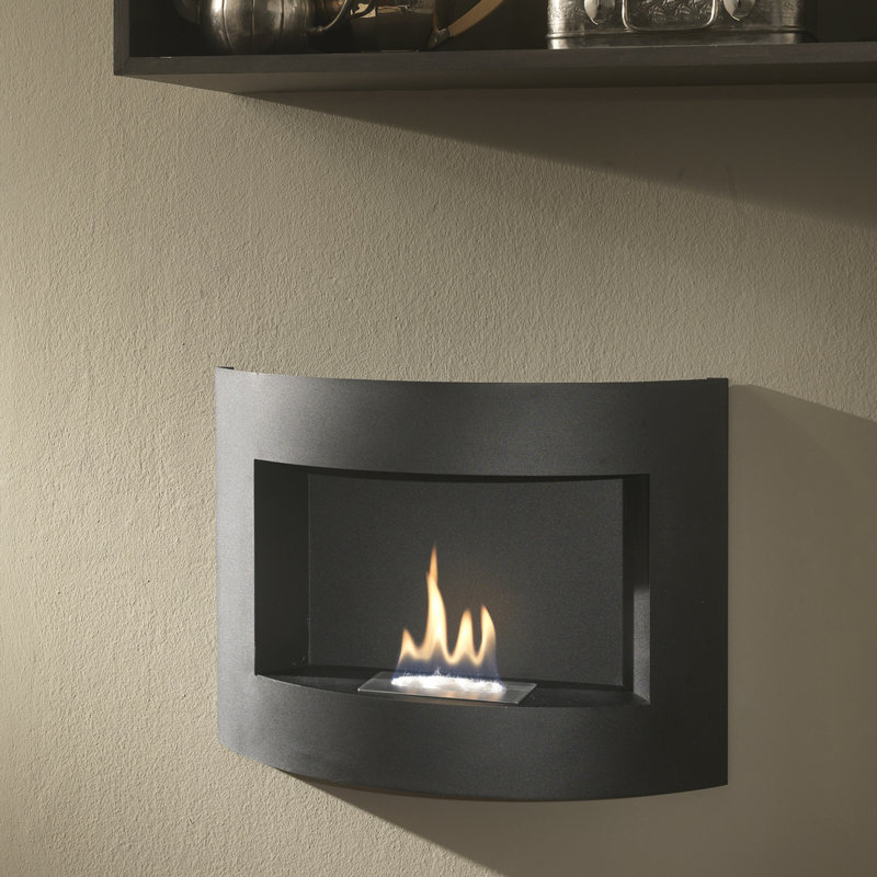 Ayana Belfry Heating 63 cm W Black Surface Wall Mounted Bio-Ethanol Fireplace with 6.7 BTU