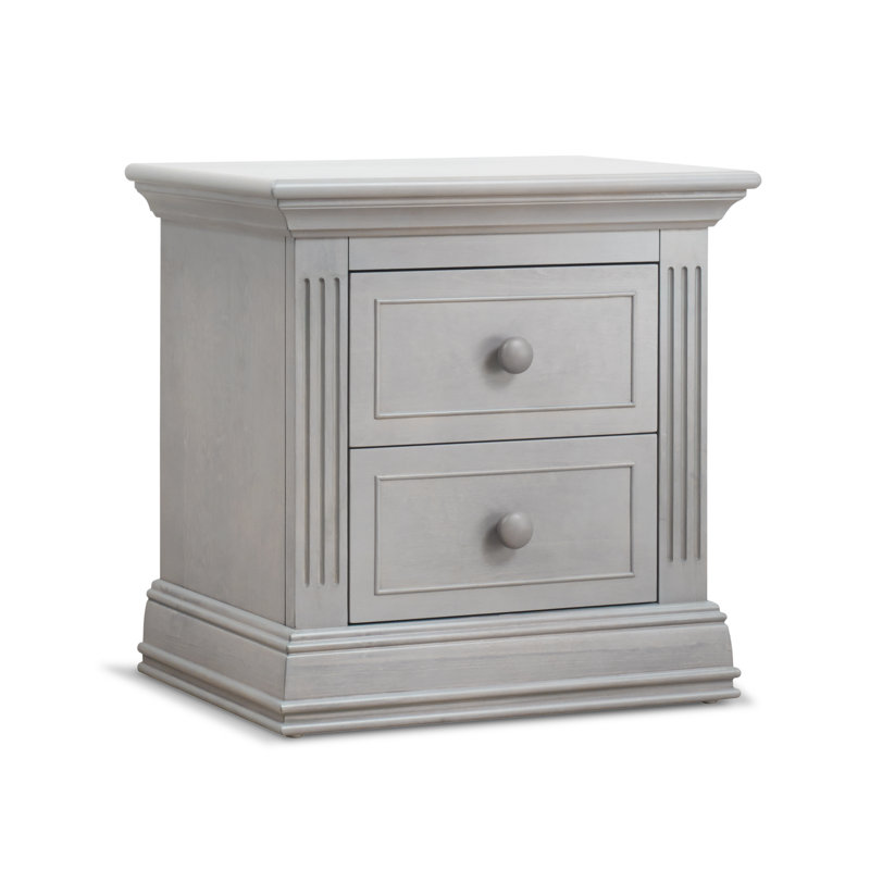 Table de chevet 2 tiroirs Providence, Gris pierre