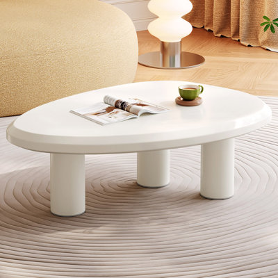 Modern Triangle Coffee Table, Off-White, Living Room