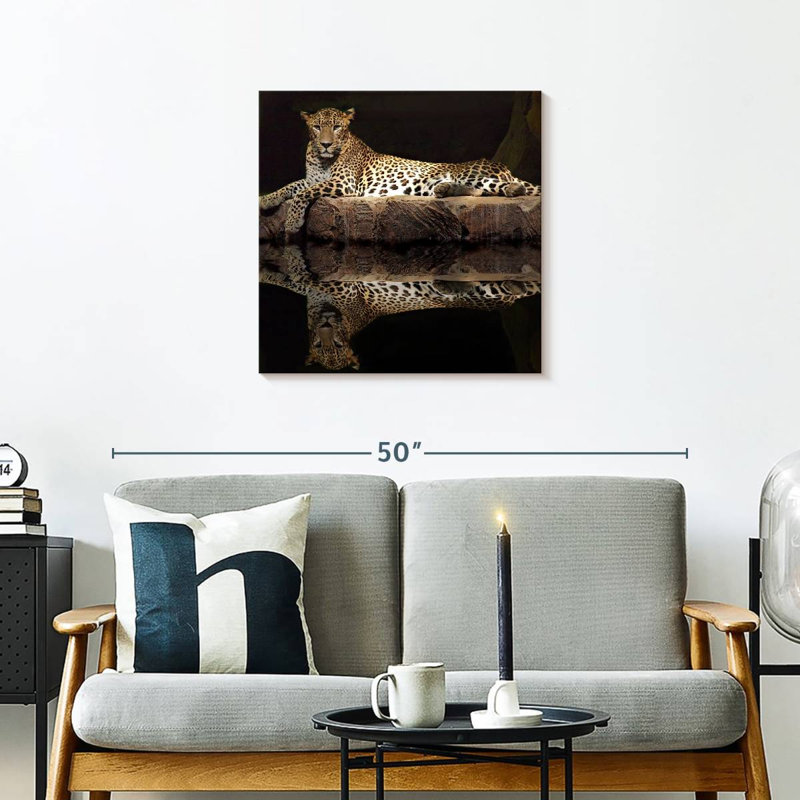 Brampt Leopard Water Reflection, 24" H x 24" W