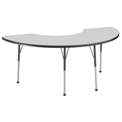 36" x 72" Half Moon T-Mold Activity Table with Adjustable Legs