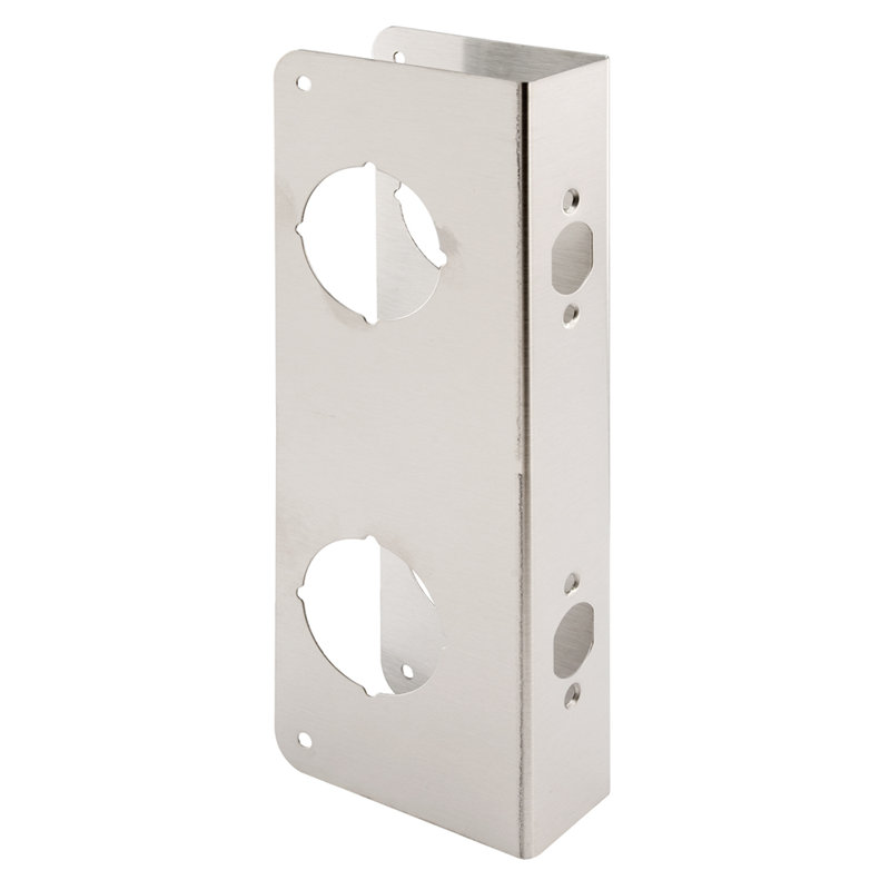 Modern Satin Brass Door Reinforcer with Lock