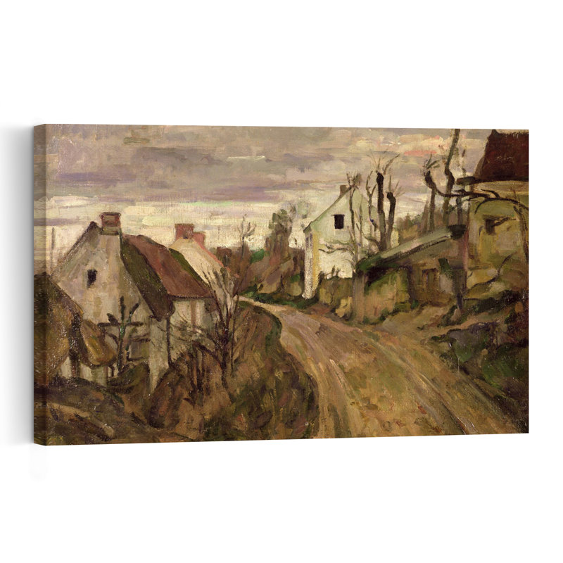 La Route du Village, Auvers, vers 1872-1873. Estampe d'art mural abstraite d'architecture contemporaine., H 32 po x l 48 po