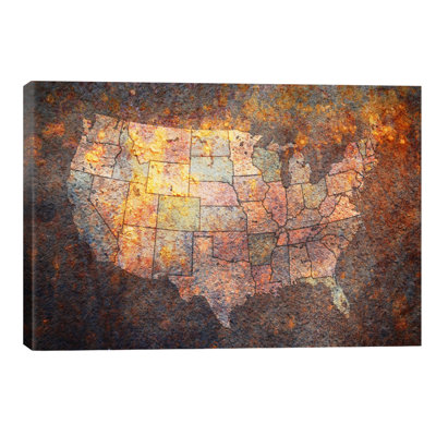 Usa Map by Michael Tompsett - Print on Canvas