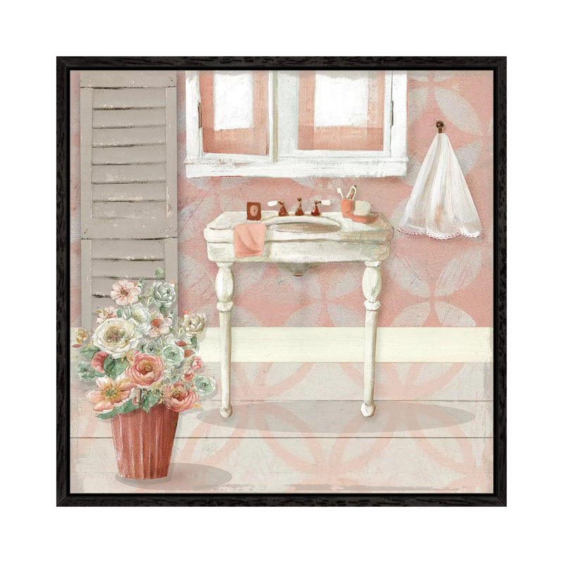 Blushing Bath Sink I by Carol Robinson - Print on Canvas, Black Framed Canvas, 66.04 cm H x 66.04 cm W