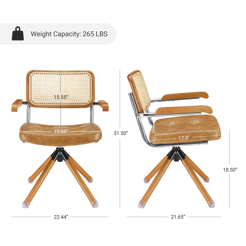 Fauteuil de bureau en cuir Bonneau, Brun